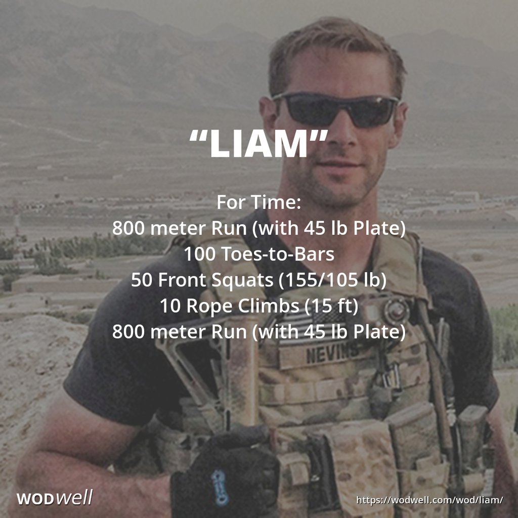 WODwell on X: Partition toes-to-bars, front squats, rope climbs as needed.  Start/finish with run. Dedicated to U.S. Army Sgt. 1st Class Liam Nevins:   #herowod #tributewod #memorialwod #crossfit  #wodwell #wod #benchmarkwod