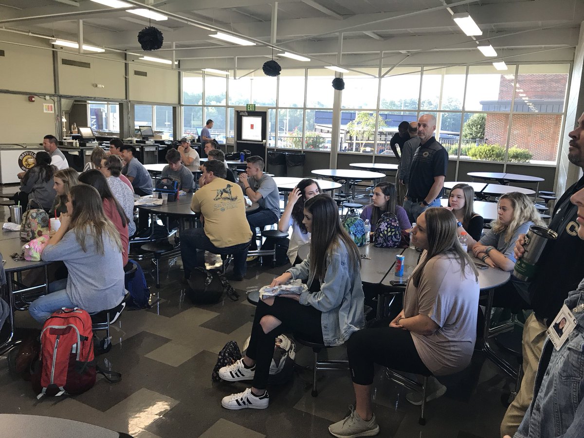 JnTripleAs's tweet photo. Incredible #FCA message from @Russ_Daniels5 this morn @CullmanCats FCA!  Over 130 students/athletes/coaches hearing the word!  @BrentPatterson2 @coachacuff @CullmanHS_FCA https://t.co/tqLTXyyogO