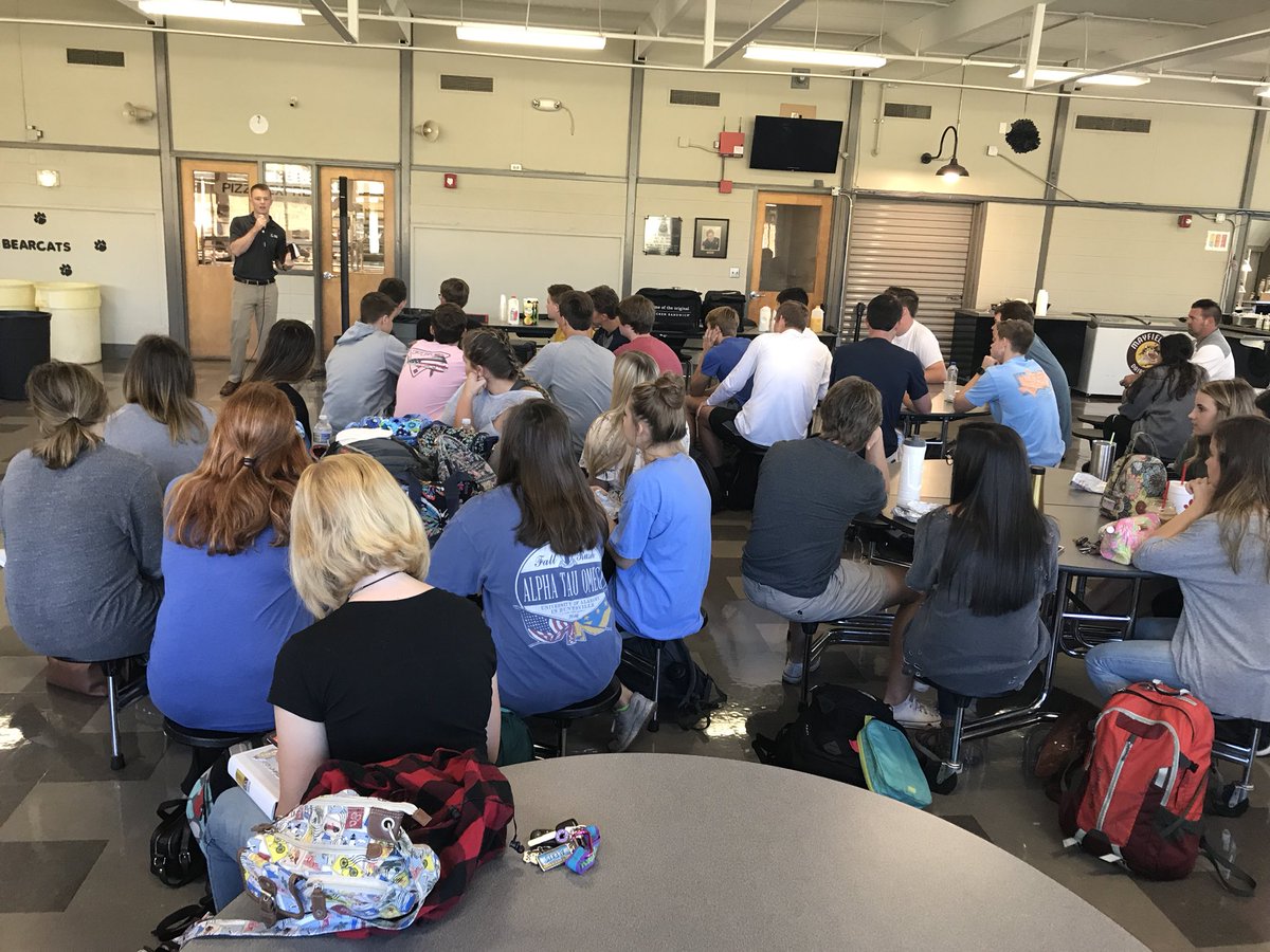 JnTripleAs's tweet photo. Incredible #FCA message from @Russ_Daniels5 this morn @CullmanCats FCA!  Over 130 students/athletes/coaches hearing the word!  @BrentPatterson2 @coachacuff @CullmanHS_FCA https://t.co/tqLTXyyogO