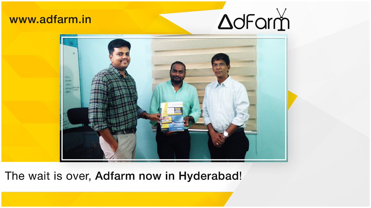 adfarmindia's tweet photo. One more feather to the cap. Welcome #Hyderabad on board AdFarm 

#GoAdFarm #Branding #Advertising #TvAds #DOOH 
#Hyderabad https://t.co/LHmKHBT0wb