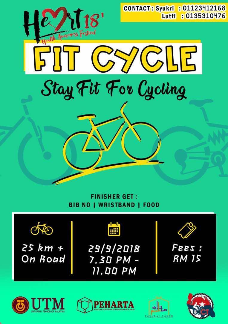 heartutm2018's tweet photo. Jom semua ramai-ramai sertai FIT CYCLE 🚴🚴 Stay Fit for Cycling 💪💪

Boleh daftar di sini 👇
https://t.co/XqISSzmq7u

#utmheart2018
#stayfitstayhealthy

@eventutm @UTMEVENT @twt_fesko @twt_utm @jkmtunrazak @jkmktf https://t.co/De7xSjRCOI