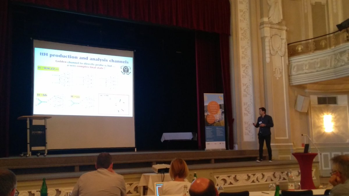 SethMoortgat's tweet photo. Given that our main #TOPQ2018 twitter-chief, @KirillSkovpen, is technically unavailable for tweeting (He is on stage you know!), allow me to fill in:
Now we get to see all details of the CMS ttH observation! @VUBrussel @IIHE_BXL @TopQuarkConf @FWOVlaanderen https://t.co/kTVZHvHsrH