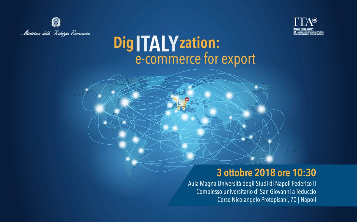 ITAtradeagency's tweet photo. 🔜 Save the date  03/10📍Scopri le opportunità create dall' #ecommerce nel processo di internazionalizzazione delle aziende 🇮🇹! Registrati subito all'evento #DigITALYzation e partecipa alla presentazione del primo rapporto ICE sull'export digitale ➡️ https://t.co/ELsLn4G3Yt https://t.co/sGkdn1xGvW