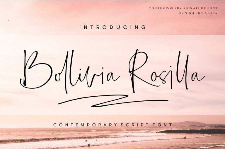 NavyTheme's tweet photo. Bollivia Rosilla is a beautiful and elegant Free Handwritten Script #Font designed by Dezignata. Let’s add it to your fonts collection and give your designs a classy and impressive look and feel! https://t.co/Rq26yX8quV https://t.co/kTK5Xn3zXi