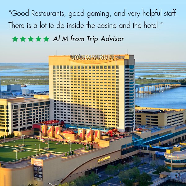 goldennuggetac's tweet photo. #ThursdayThoughts: Enjoy everything @goldennuggetac has to offer. Take it from this golden guest on @TripAdvisor! Thank you for sharing your 5-star experience with us! #GoldenNuggetAC #hotel #luxury #resort #casino #tripadvisor #5star #guestsrule https://t.co/sRDfmNACeE