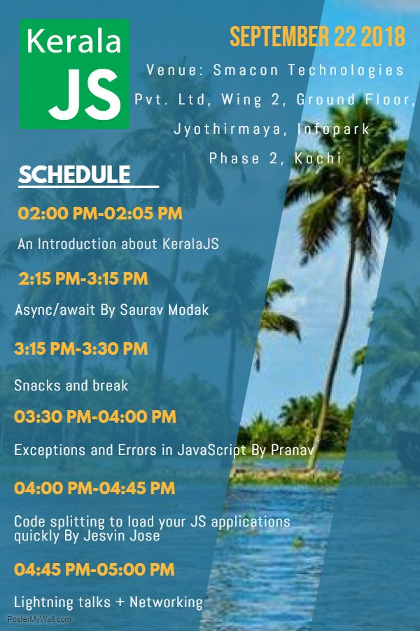 KeralaJS's tweet photo. September Meetup is announced. RSVP https://t.co/rplAXOowtd https://t.co/4tQQrRkCvg