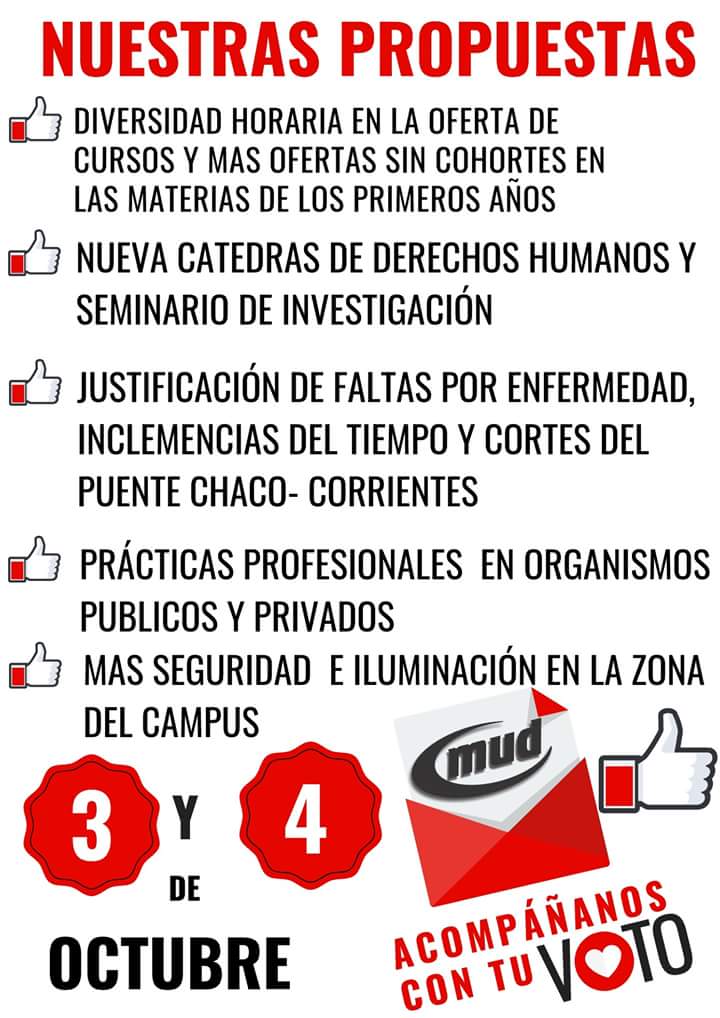MUDDERECHOUNNE's tweet photo. 👍NUESTRAS PROPUESTAS👍
13 AÑOS ❤haciendo historia en nuestra facultad.
👉3 y 4 de OCTUBRE 
#AcompañanosConTuVoto 
#EleccionesEnDerecho
#MUD2018-2019👍❤️ https://t.co/H4wsmA5cRJ