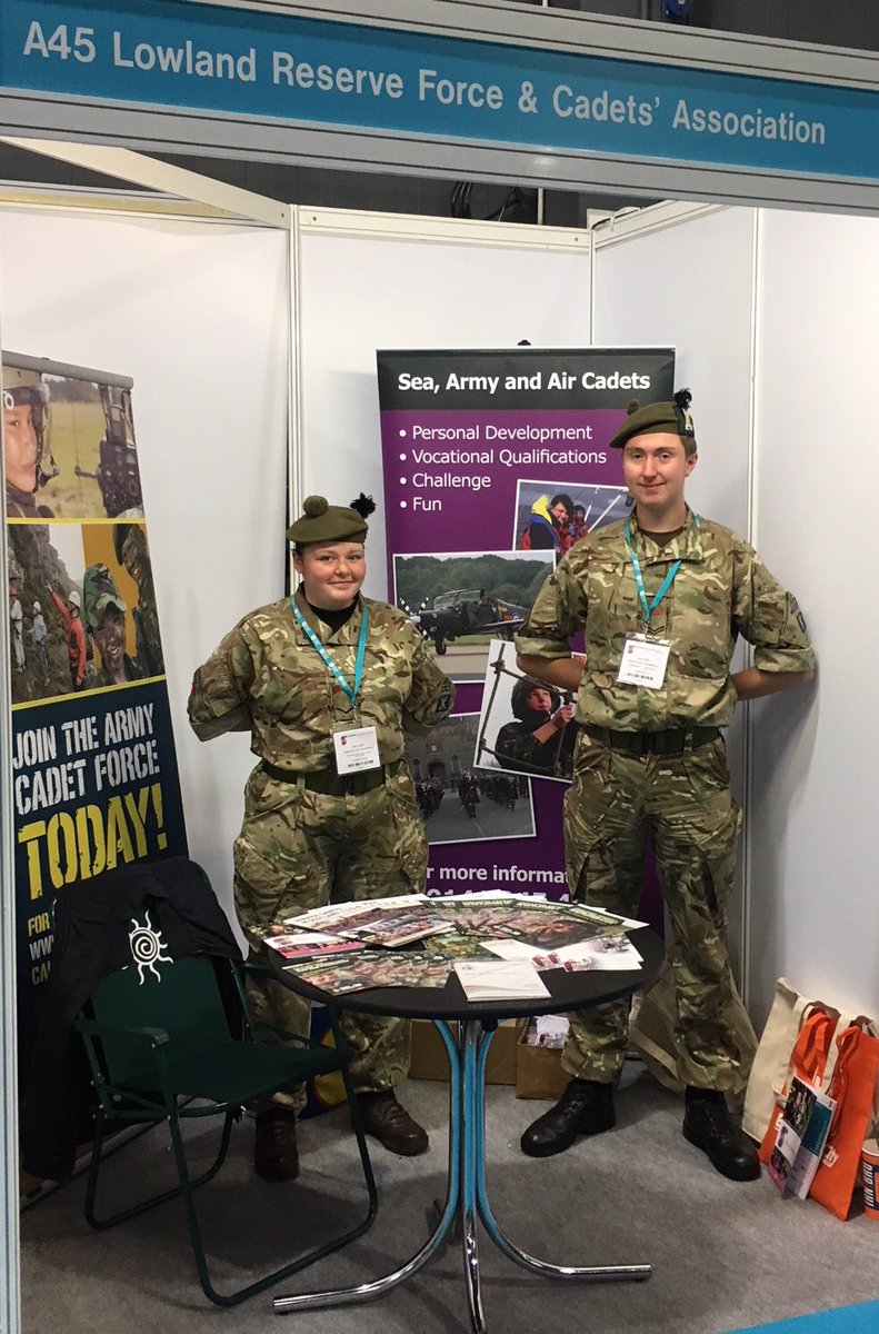 Lowland_RFCA's tweet photo. .@ArmyCadetsUK Cadets from the @broxburnacademy Linked Detachment have been at the @SLFexhibition, talking to delegates about the in-school Cadet Experience and how they’re gaining employer-recognised @sqanews qualifications.
#SLF2018
#collaboratingforimprovement #STEM https://t.co/QjgSMUnxUK