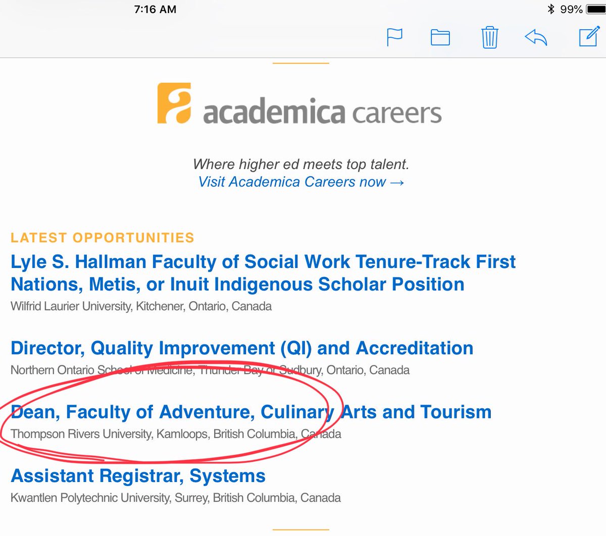 JLisaYoung's tweet image. How can this be? The Dean of Adventure job is still available...