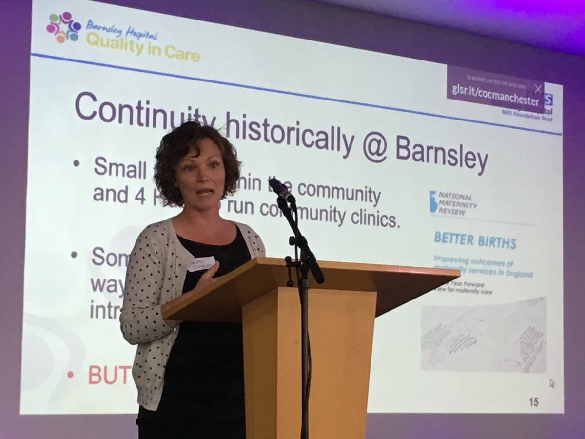 BarnsleyMvp's tweet photo. Sarah speaking about Barnsley’s plans of Continuity of Carer at seminar in Manchester #barnshospital #bdgh https://t.co/0apc5ATVLa