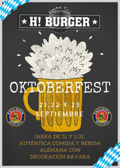 LasTerrazasCC's tweet photo. Hi Burger celebra el próximo fin de semana el OCTOBERFEST. ¡¡Apúntalo en tu agenda!! Contará con cerveza de barril #Paulaner, comida típica alemana y decoración. #CCLasTerrazas #hburger https://t.co/UFpz8tnuEC