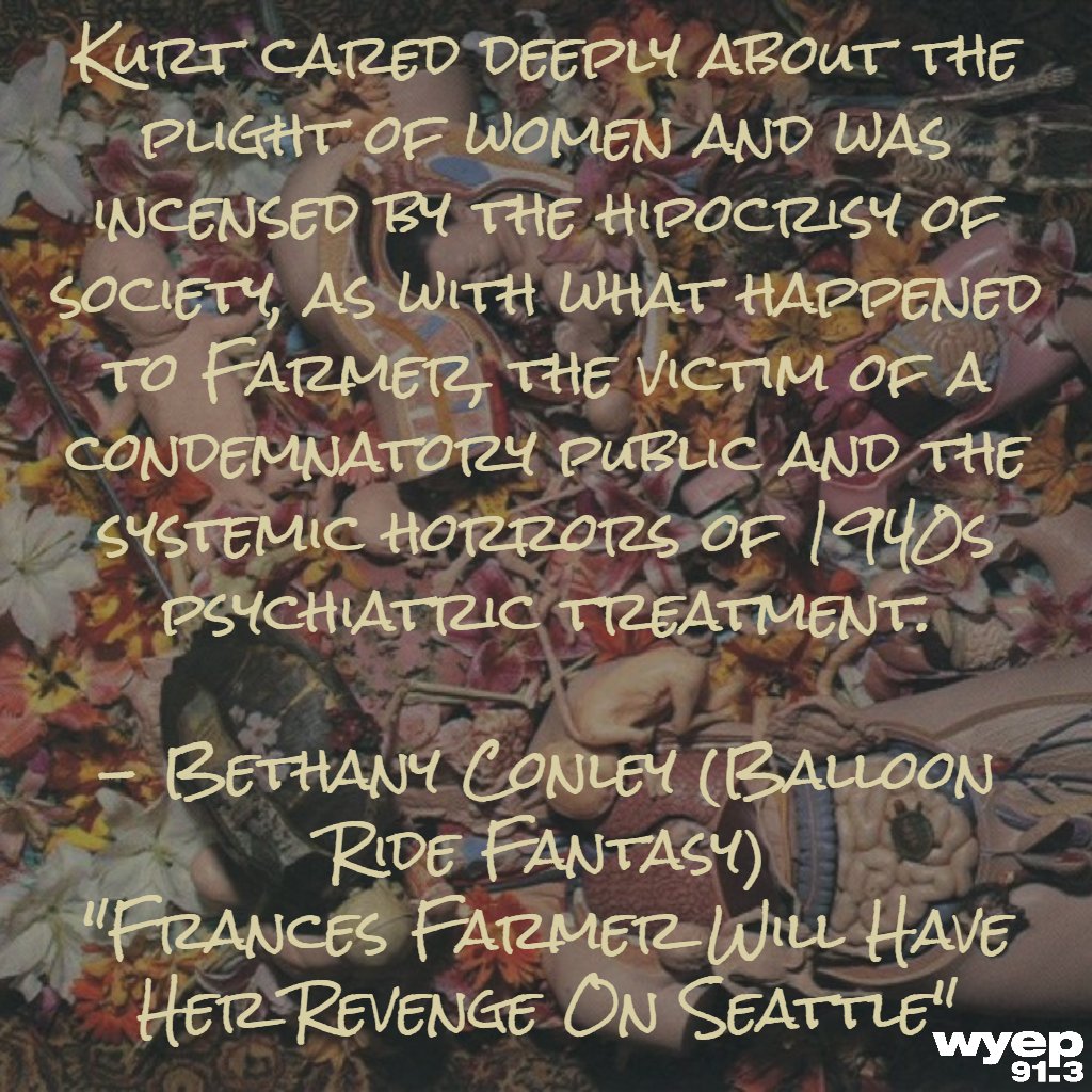 Nirvana - Frances Farmer Will Have Her Revenge On Seattle
.
.
Nirvana's final studio album - In Utero - turns 25 tomorrow. Read more at WYEP.org/Nirvana.
.
<a href="/Nirvana/">Nirvana</a> #Nirvana #InUtero <a href="/BRFband/">Balloon Ride Fantasy</a>