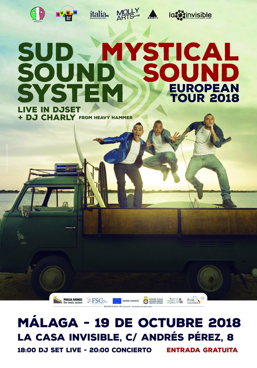 ItalianoMalaga's tweet photo. Artenativa vi porta i Sud Sound System, gli ambasciatori italiani del #reggae e della musica ska! Málaga | 19 oct | 18:00h | Grátis 🔥🔥🔥 
Evento: https://t.co/H88hscadfx https://t.co/WqBSqxXWYZ