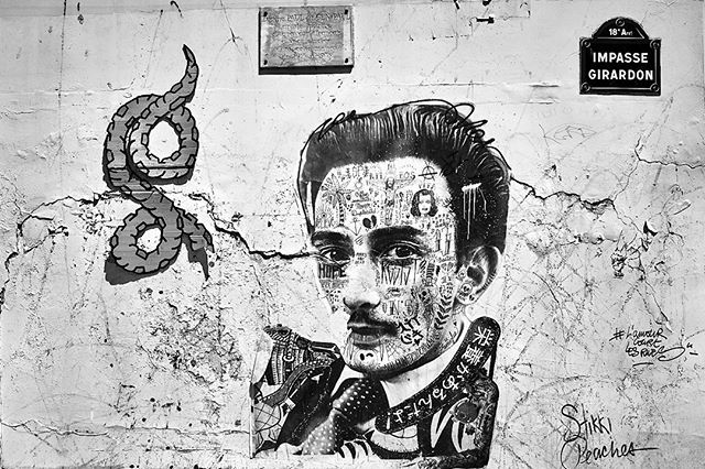 A fascinating #surrealist artist in his youth. He looks like a philosopher but this  #wallart created by <a href="/stikki_peaches/">Stikki Peaches</a> reminded me of art history and #surrealism in art school.
⠀
Thanks to #stikkipeaches for adding value to my walk through #montmar… ift.tt/2MQp3BW