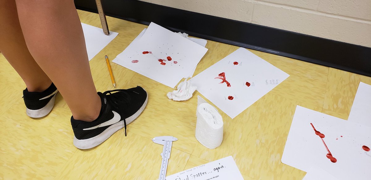 GauthierToday's tweet photo. Blood spatter lab...#MedicalDetectives #PLSDProud @RidgeviewPLSD @PLSD https://t.co/zDFRuRNUak