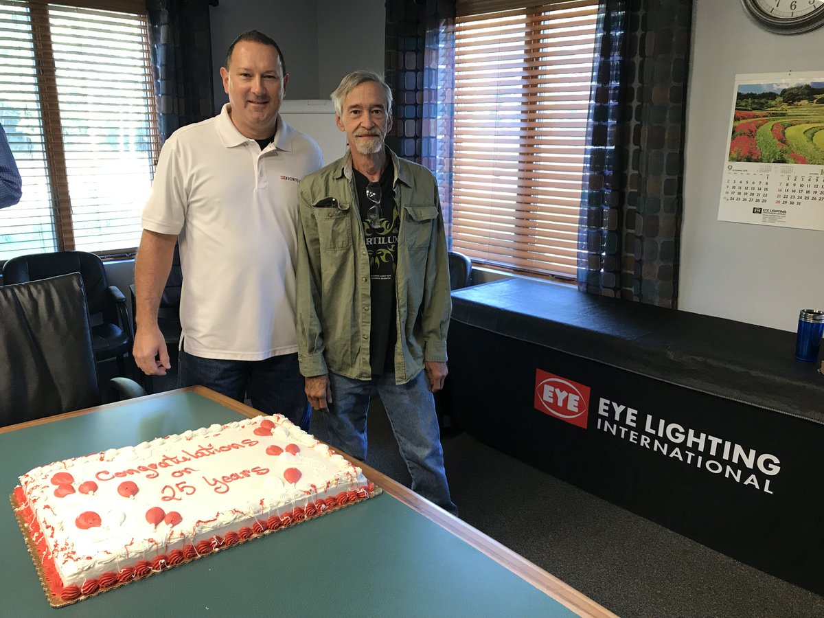 EYELightingIntl's tweet photo. Congratulations on 25 years to Mike Anderson and Rick Jeric! Both have been integral since the early days of EYE Lighting. And of course Mike didn't waste an opportunity to tell a few stories. #alwaysprepared https://t.co/M8U6VPTnlk