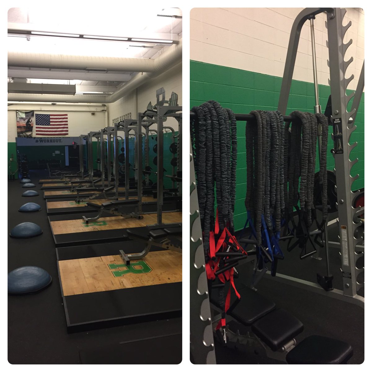 E_Hanses's tweet photo. Weight room set up for upper body circuit training. Group fitness class in 15 minutes. Happy Thursday. 

#HappyThursday #workout https://t.co/yyRqeaKQnM