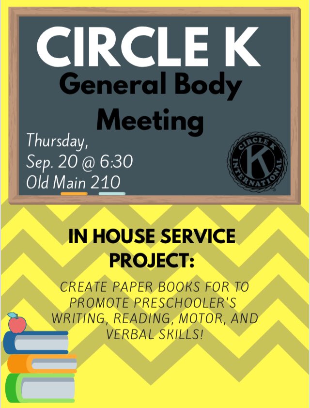 CanisiusCircleK's tweet photo. General body meeting tonight! 
Be there or be 🔳 https://t.co/r3ReD7sEUr