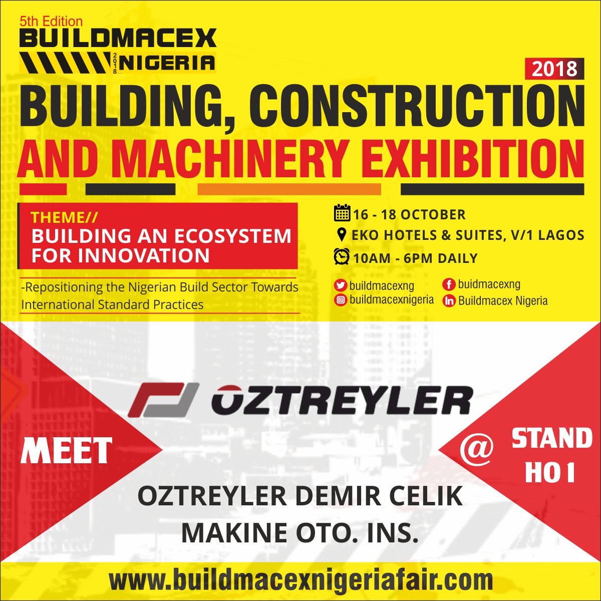 buildmacexng's tweet photo. Count down is 26days to Go! 
#Buildmacex2018 Plan to attend visitor's entry free. 
To register visit https://t.co/pfF39ixnf0
#remodeling #remodeling #electrian #contractors #carpentry #machines #builder #plumbing #paint #constructionworker #aluminum #Lagos  #lagosnigeria #Nigeria https://t.co/3W9TGXikEj