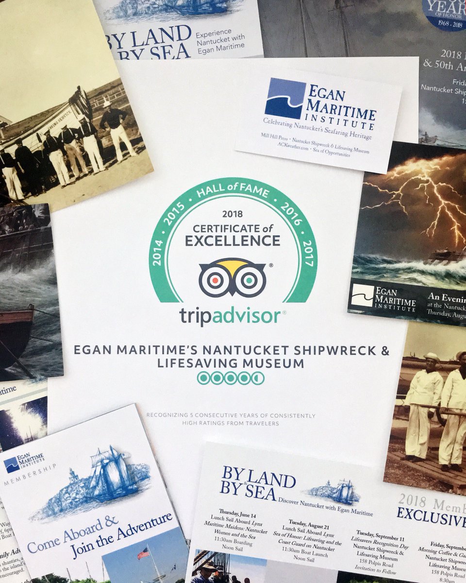 EganMaritime's tweet photo. Thank you to our Shipwreck & Lifesaving Museum reviewers for our fifth year of a 4.5 rating on @TripAdvisor! #2018COEProud #ackshipwreck #halloffame https://t.co/OFAJX3xdW1