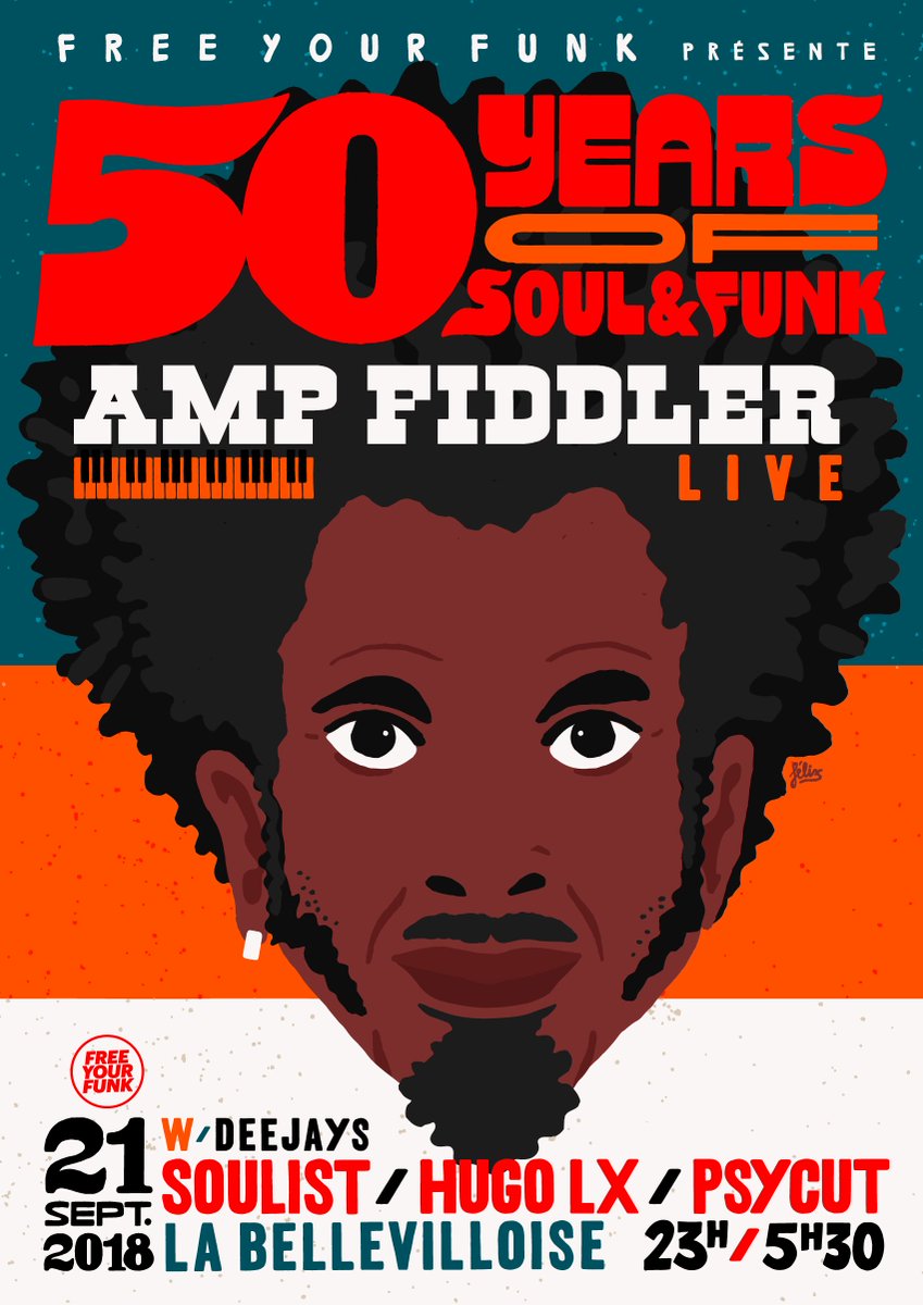 Ce Vendredi 21 Sept. @labellevilloise, <a href="/FreeYourFunk/">Free Your Funk</a> avec <a href="/AmpFiddler/">Amp Fiddler</a> live, Hugo LX, <a href="/soulistdj/">SOULIST</a>, Psycut #50 Years of Soul and Funk préventes : bit.ly/50YearsOfSoul