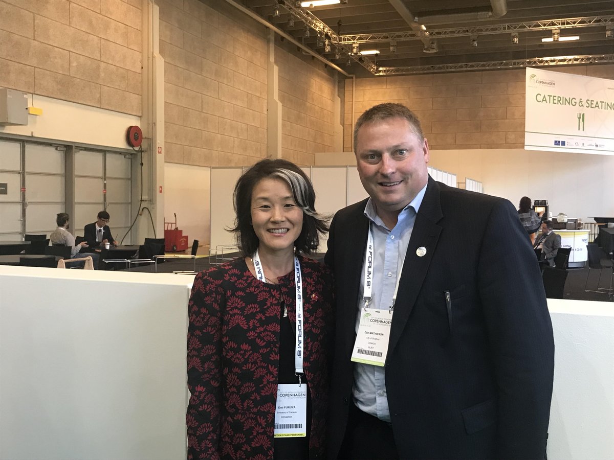 CanadaDenmark's tweet photo. Thanks also to our partners in federal, provincial &amp; municipal govts for visiting #Copenhagen during #ITSWC18. Great to see investments in infrastructure, demo zones and smart city initiatives to move us towards a greener, more intelligent future. @Danmathieson @investStratford https://t.co/9ZMvyBpRB6