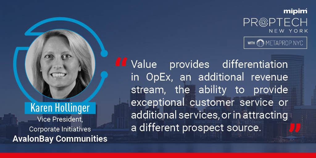 mipimny's tweet photo. What is the importance of value for the #RealEstateMarket? @AvalonBay Vice President Karen Hollinger believes that one, of many, is to provide exceptional customer service. Continue the discussion at #MIPIMPropTechNYC next November: https://t.co/TvFoqFLvrb https://t.co/xmCC6MlSAf