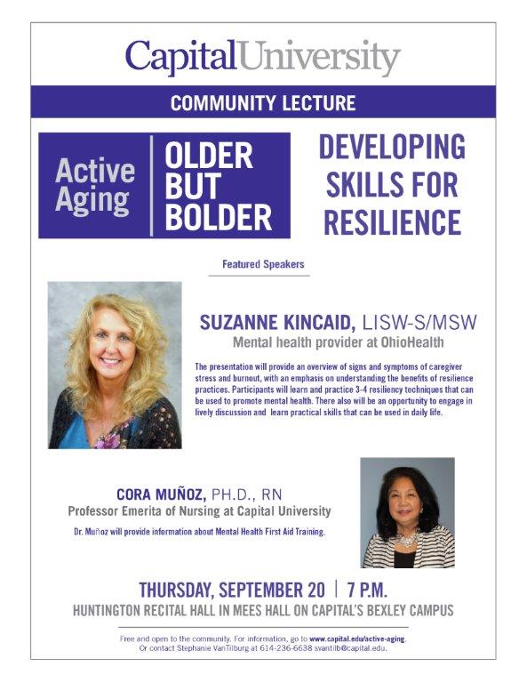 CapitalUNursing's tweet photo. Please join us tonight for our Active Aging - Older But Bolder Series:  Developing Skills for Resilience! https://t.co/HS7Fdr629O