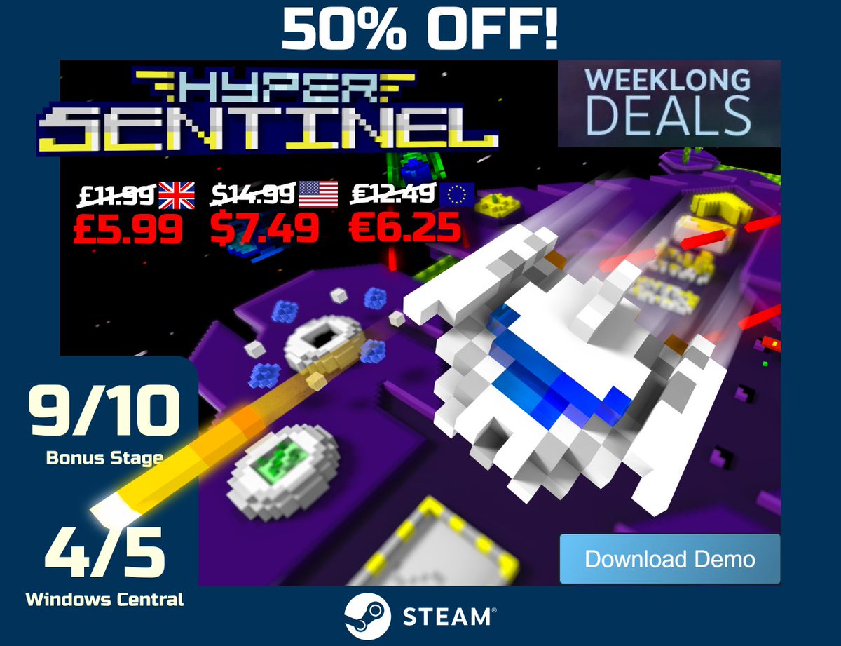 huey_games's tweet photo. SAVE 50% on Hyper Sentinel in the latest #Steam #WeekLongDeals -> https://t.co/v5GZw1FcFr #shmup #indiegame #gaming #discount https://t.co/cHsyh9tnRC