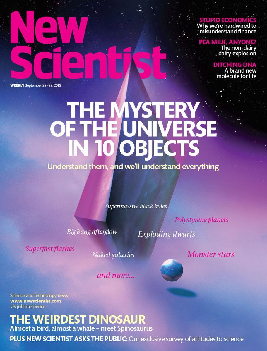 newscientist's tweet photo. In this week's New Scientist: The mystery of the universe in 10 objects – understand them, and we'll understand everything.

Check out the new issue, available on newsstands, in our app and at https://t.co/ac10dFW3yX

Cover 🎨 by @matthewcustar https://t.co/n0ggC0x5AG