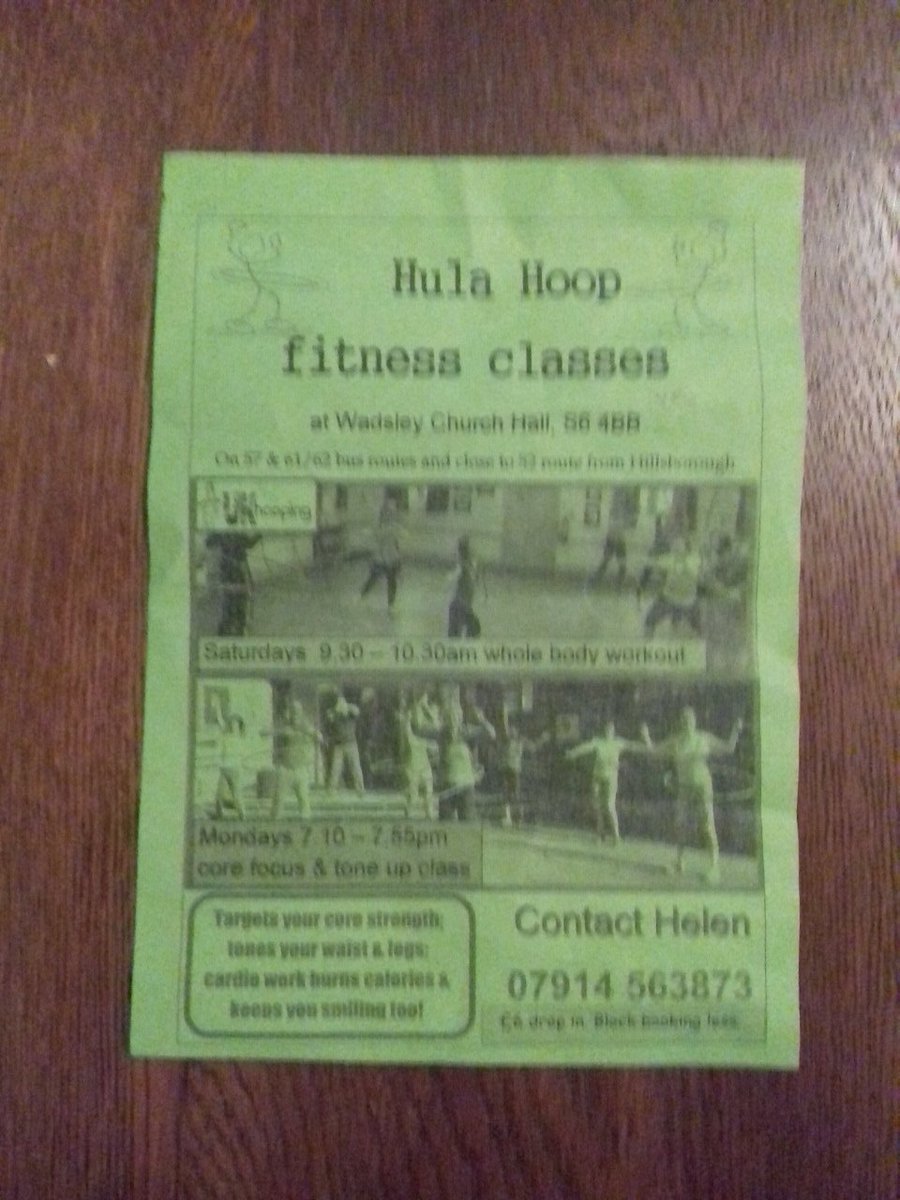hamillkate64's tweet photo. Great new yoga class at Wadsley Church Hall starting 8th October 8.10pm - 9.15pm
There's also a hula hoop fitness class before it😁. Sounds like fun followed by calm! I can't wait!
#foreverfitness #wadsley #sheffield https://t.co/3nGuzYkpNW