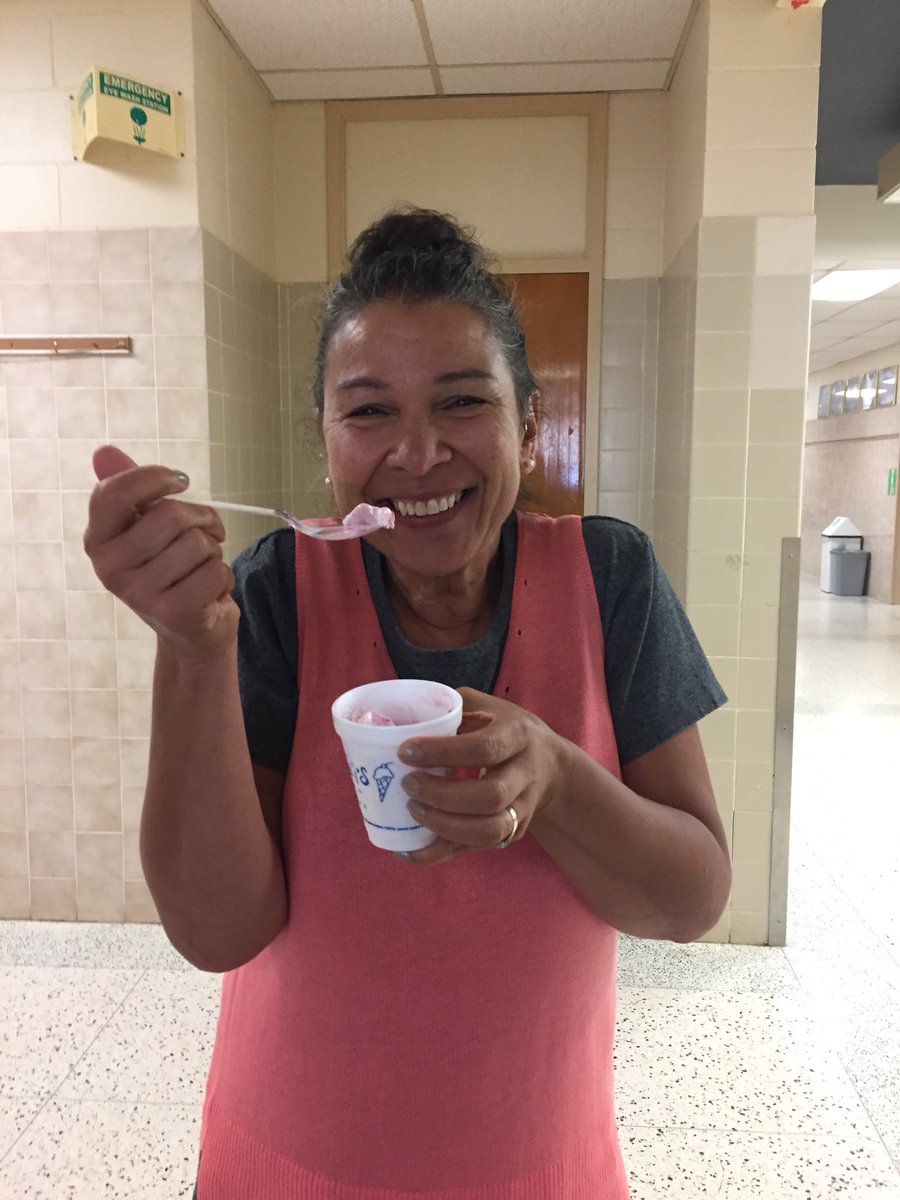Mrs. Laforet is enjoying a cool treat! Nuccelli’s Frozen yogurt on sale starting next week. Lots of yummy flavours. $2 each. Send a note and $2 in your child’s notetote if they would like one. <a href="/CentennialCntrl/">Centennial Central</a>