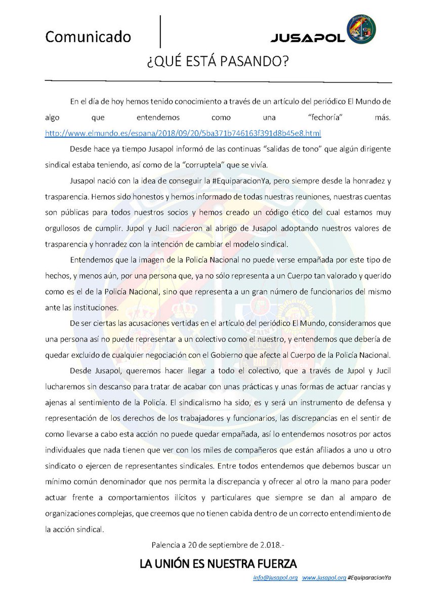 jusapol's tweet photo. ✔Lamentamos profundamente el estado de este tipo de sindicalismo policial
✔Nosotros preferiríamos no tener que leer en prensa estas cosas 
✔Estas noticias dan sentido a nuestra existencia 
    👇AQUÍ COMUNICADO👇 https://t.co/DH8wL70Y8t