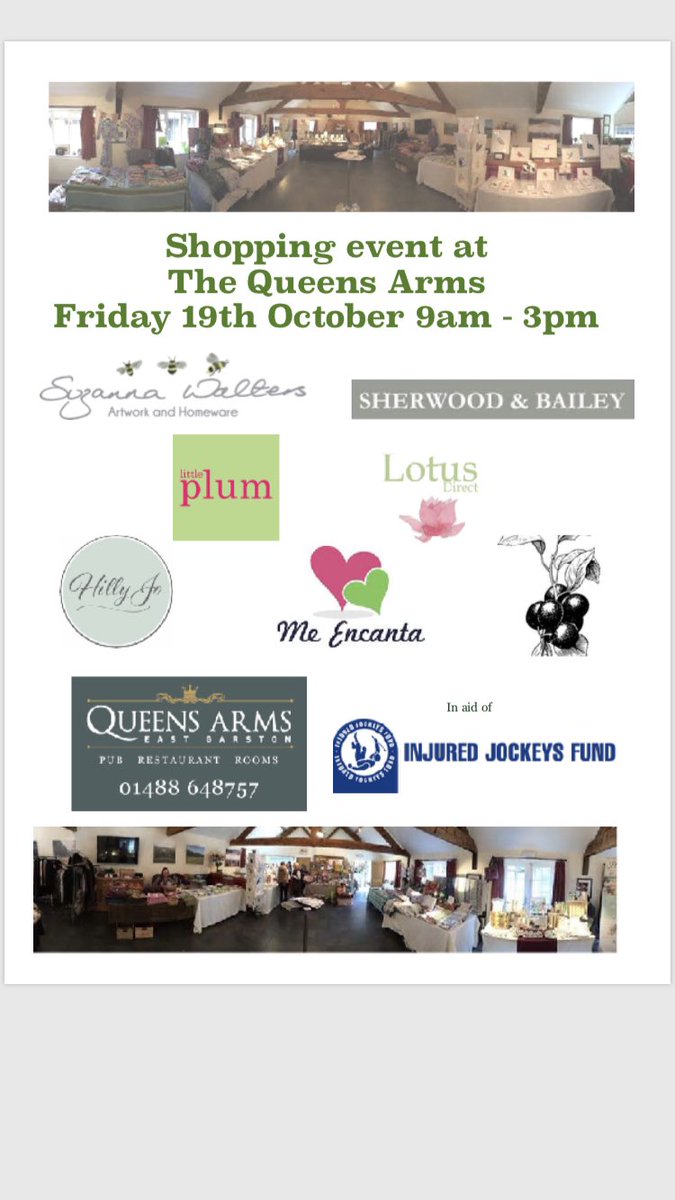 Me Encanta Jewellery (@meencantauk) on Twitter photo A date for the dairy, 19th Oct, please join us at the #Queensarms for a great #shopping event raising #money for the amazing work <a href="/IJF_official/">Injured Jockeys Fund</a> Please #RT to help support a local #charity #Newbury #Berkshire #lambourn <a href="/thegoodexchange/">The Good Exchange</a> <a href="/jo_prater/">Jo Prater</a> A date for the dairy, 19th Oct, please join us at the #Queensarms for a great #shopping event raising #money for the amazing work <a href="/IJF_official/">Injured Jockeys Fund</a> Please #RT to help support a local #charity #Newbury #Berkshire #lambourn <a href="/thegoodexchange/">The Good Exchange</a> <a href="/jo_prater/">Jo Prater</a>