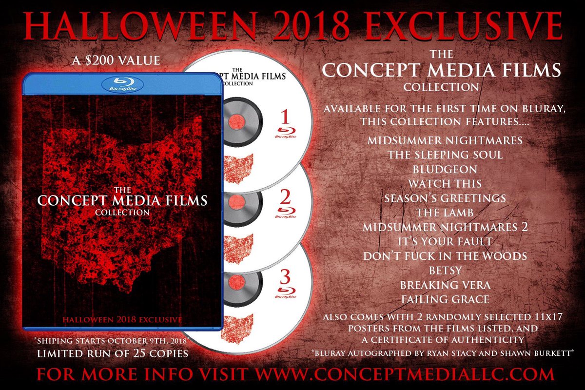 She_Burns's tweet photo. #ConceptMedia, the studio behind this amazing #fanfilm, has a beautiful Blu-ray collection available for all of you #indiehorror fans out there! This 3 disc set contains ALL of our classic tricks &amp; shiny new treats!
https://t.co/fIuuDUtr2L https://t.co/ORl8FDcbhC