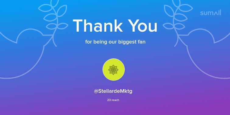 Our biggest fans this week: <a href="/StellardeMktg/">Stars</a>. Thank you! via sumall.com/thankyou?utm_s…