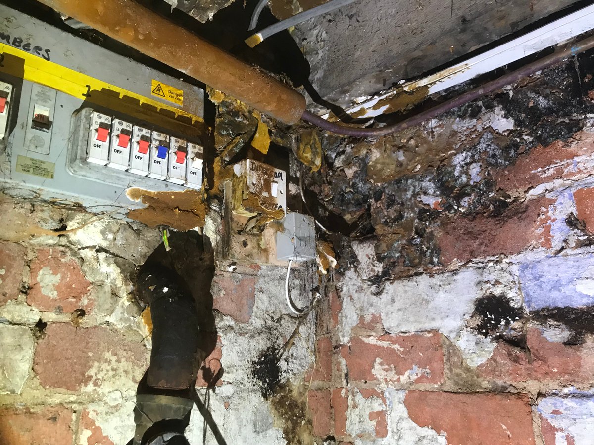 Dryabode's tweet image. Out and about this afternoon. Dry rot outbreak in Fishergate Preston. Water ingress problems due to external building defects is the root cause.