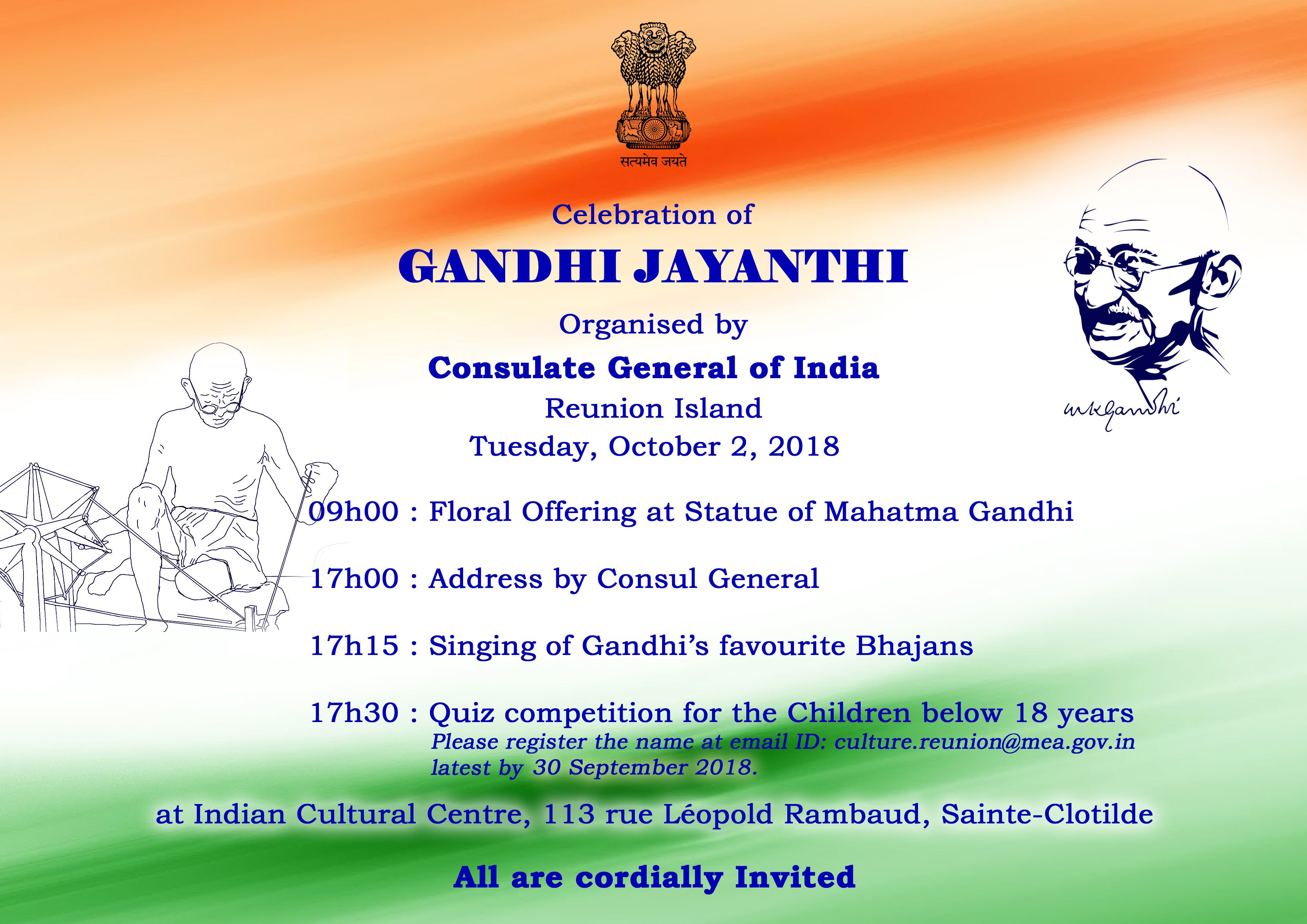 India In Reunion Island Gandhi Jayanti Celebration De L Anniversaire De Mahatma Gandhi T Co Gje49infha Twitter