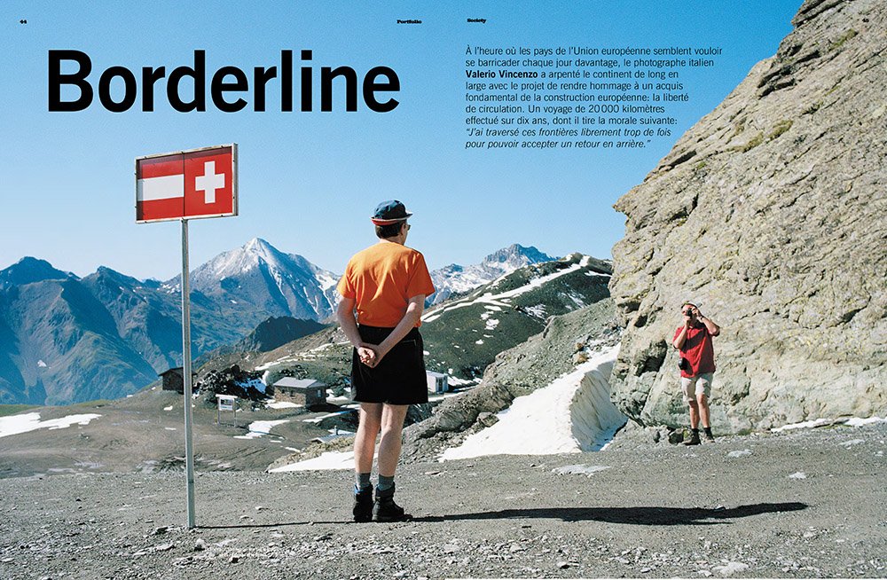 Portfolio de 10 pages dans le magazine Society:
«Une recherche sur Google des images associées au mot frontière donne des résultats désolants : une succession de photos de murs et de barbelés. Or, seulement 6 % des frontières dans le monde sont des barrières." #frontiersofpeace