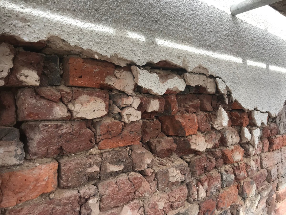 Dryabode's tweet image. The boys did a sterling job this week removing defective but stubborn render from an old property in Horwich revealing a number of defects along with our original works installing remedial wall ties and lateral restraint ties to the gable end.