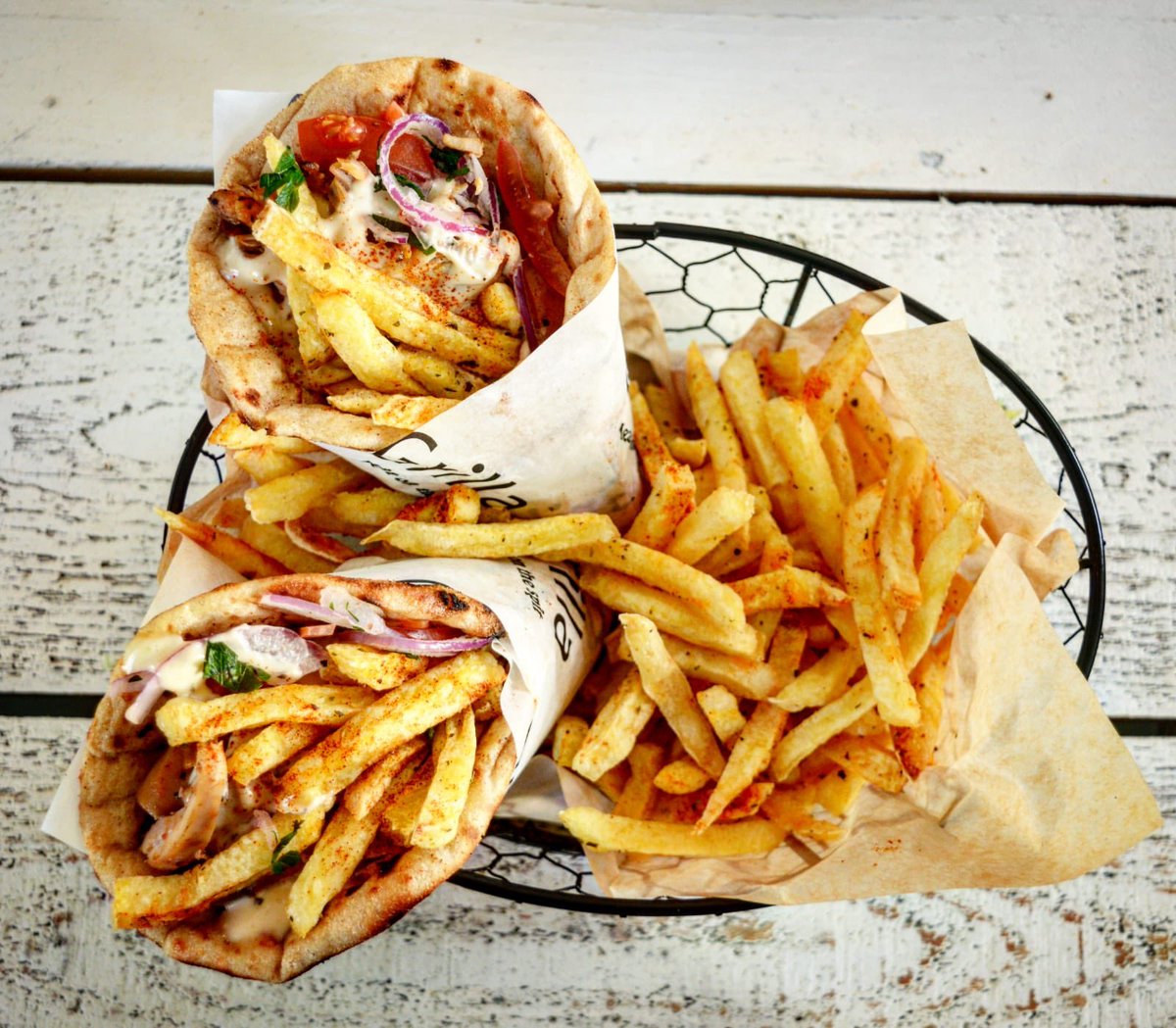 Our popular Greek pita Gyros 🙃 eat in ,take out or Deliveroo