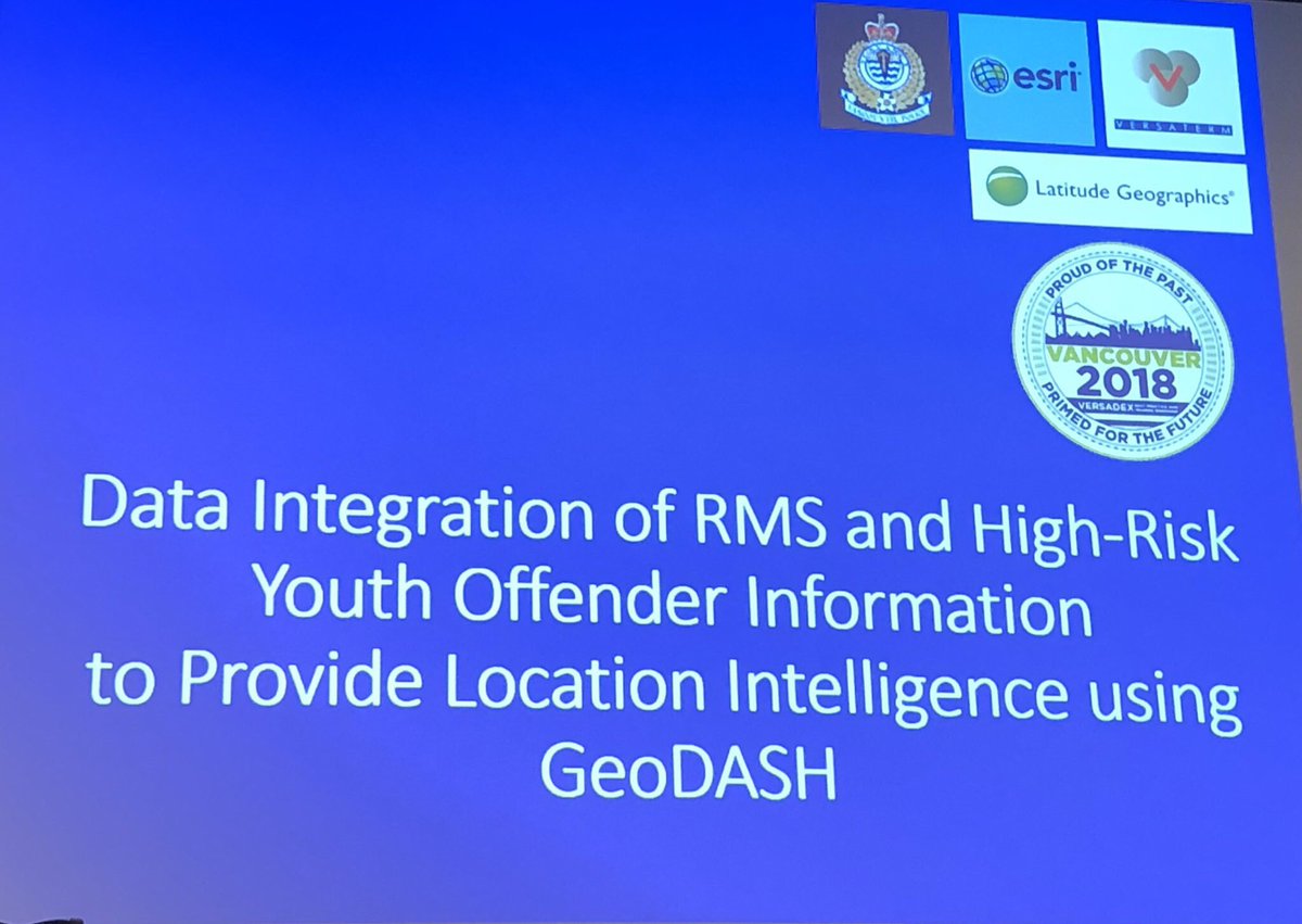 KimberlyVachon's tweet photo. Cool presentation at Versaterm’s 2018 Re:Invent Users Workshop on Linking RMS Data with High-Risk Youth Information by @VancouverPD Betty Ling and #SmartJimmy 😁#GeoDash #VisualData #LocationIntelligence #VDX2018 @Versadex https://t.co/6hUsWDNTfQ