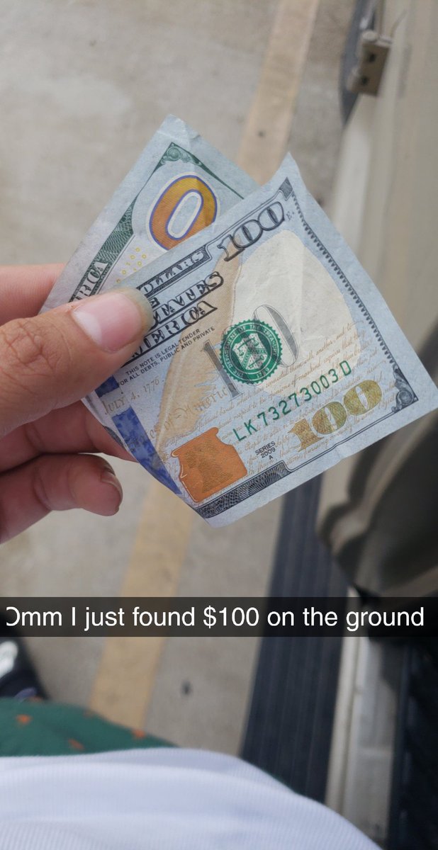 OppAssMike's tweet photo. Rt to find a $100! I thought it was a joke https://t.co/8Z21pxKTnS