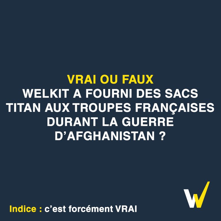 Welkitcom's tweet photo. VRAI ou FAUX ? Welkit a fourni des sacs Titan aux troupes françaises durant la guerre d’Afghanistan ?
#welkit #solutionspro #militaire #armee #police #gendarmerie #guerre #afghanistan https://t.co/ETureXQlW6