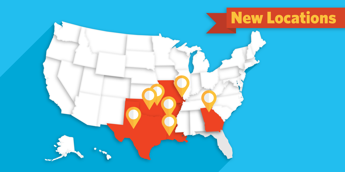blipbillboards's tweet photo. We’ve got a stunning lineup of #NewGeos coming at you this week. Check out some of our new locations:
5 Lake Charles, LA
4 Cape Girardeau, MO
2 Magnolia, AR
1 San Angelo, TX
1 Allendale, GA
1 Oklahoma City, OK
1 Tulsa, OK
Where else should Blip go? https://t.co/pO8Uqzaj4m