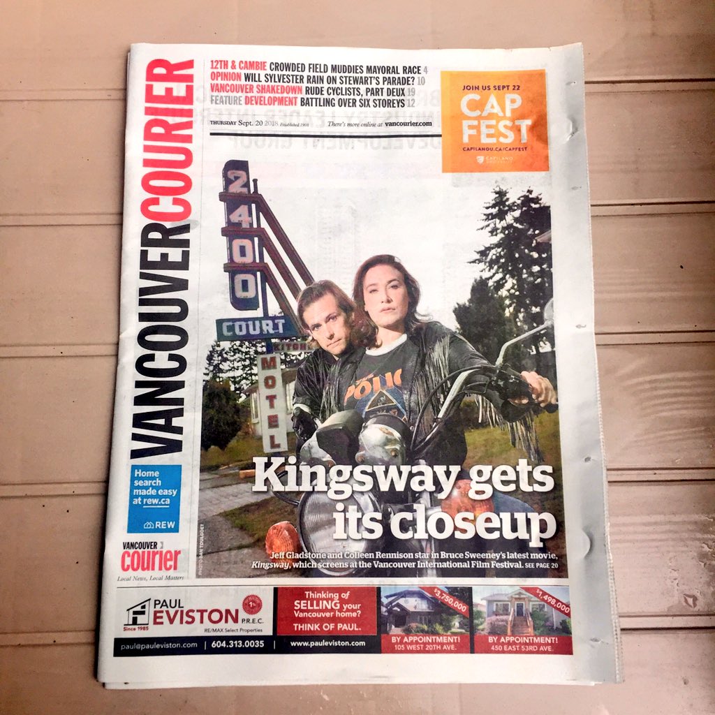 I love seeing @kingswayfilm stars @jeffgladstone and @colleenrennison on the cover of @VanCourierNews. @viffest Read my article at vancourier.com/entertainment/…