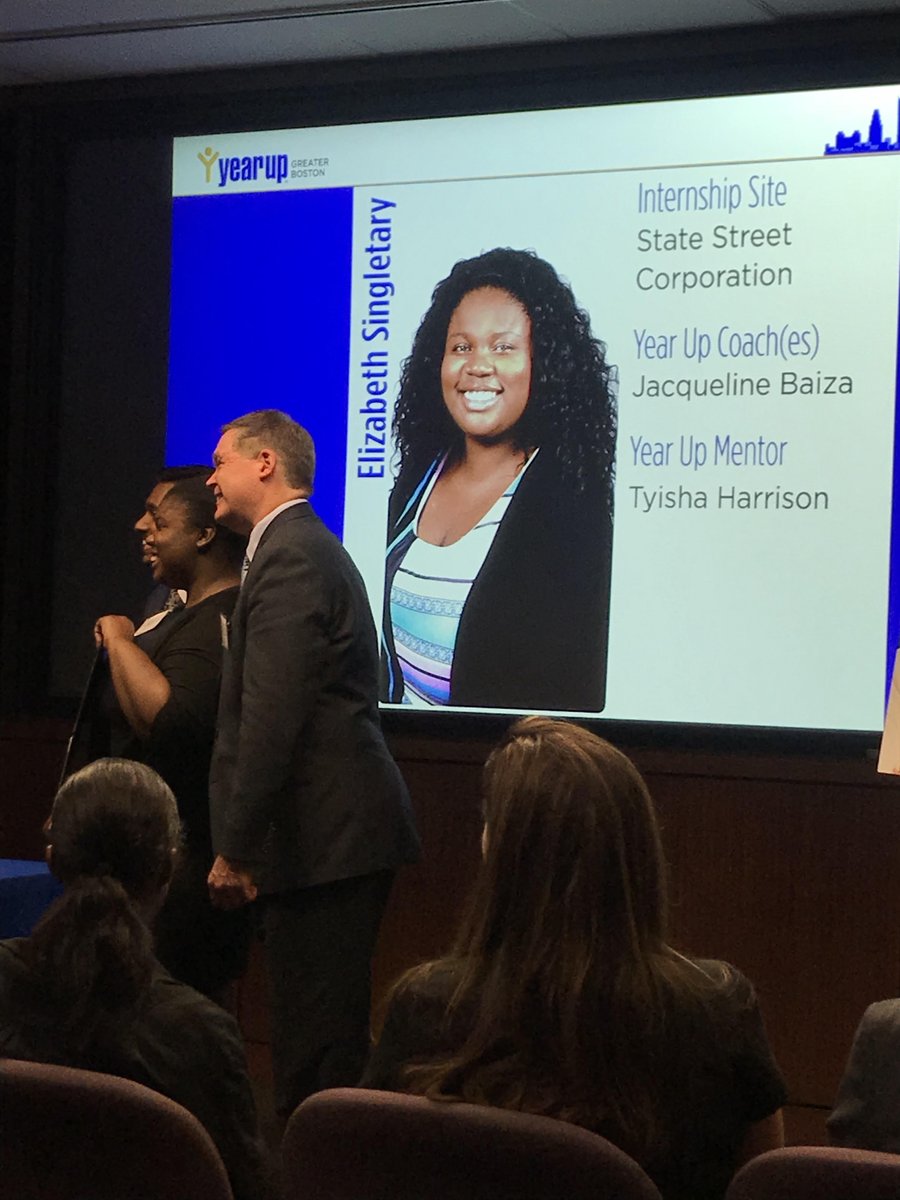 bostondayandeve's tweet photo. We are so proud of our alum, Ellie, who just graduated from @YearUpBoston! She was a Student Ambassador, and received the Student Citizenship Award. She's now off to a full time job at @StateStreet, where she had her internship this past year. Go, Ellie! #bdearocks #bdeaPGP https://t.co/pbfSH8lKwt