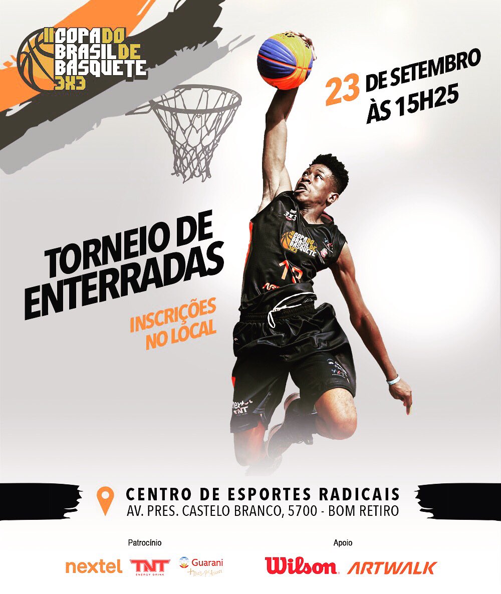 Basquete3x3's tweet photo. Domingo a partir das 15h25 tem torneio de Enterradas 🔝 inscrições no local, é só chegar e participar 🙌🏻 

#3x3Brasil #ANB3x3 #agiliza3x3 #podevir #borasemexer #atitudeartwalk #wilsonbrasil https://t.co/4N2jsgWoBn