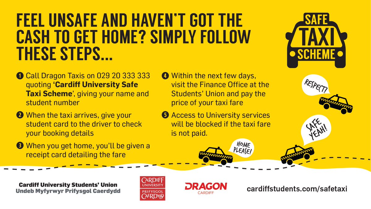 🚕 No cash to get home on a night out? Just use the Safe Taxi Scheme and you can pay back another time!  

Find out more:  goo.gl/ZsR2bS
