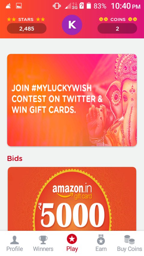kalpana7867's tweet image. Answer 6) Here is my Screenshot👍👉🌟
#LuckyStarsApp 
#MyLuckyWish